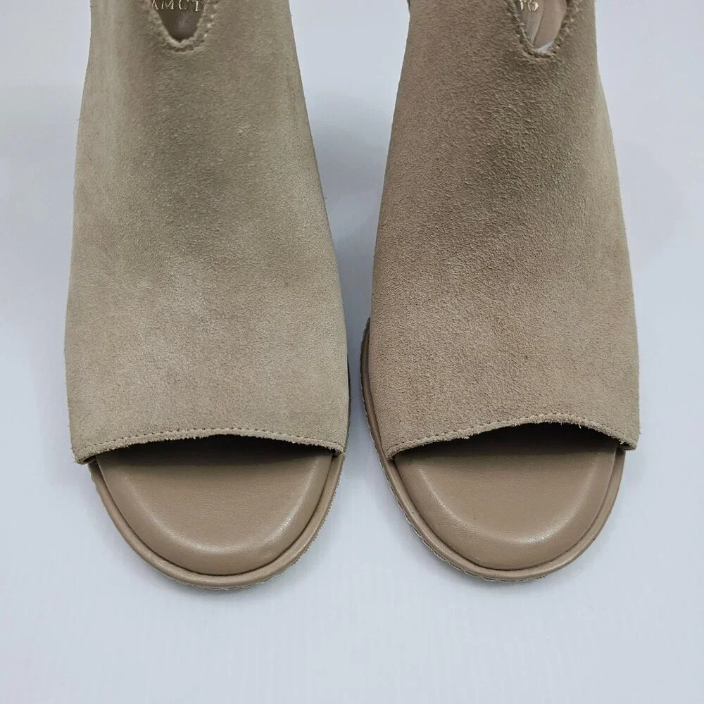 Vince Camuto Fareena Ankle Bootie Womens 11 Tan Leather Peep Toe Block Heel
